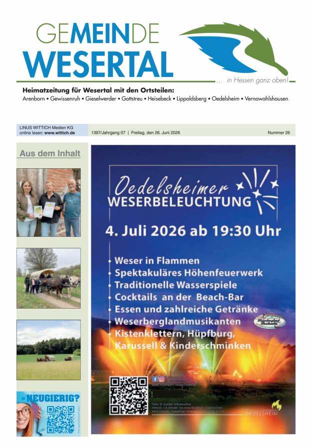 Wesertal Titelblatt 26/2026