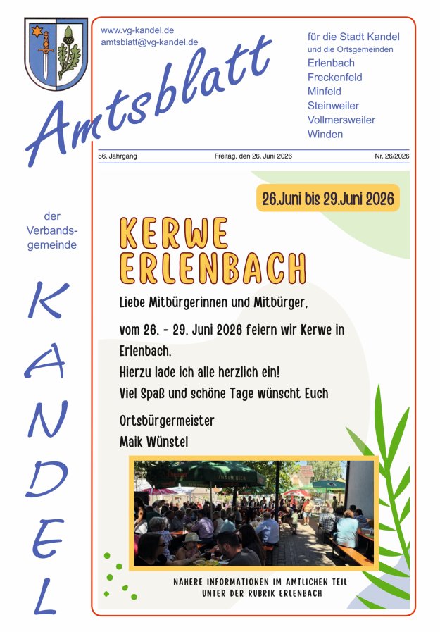 Amtsblatt VG Kandel Titelblatt 26/2026