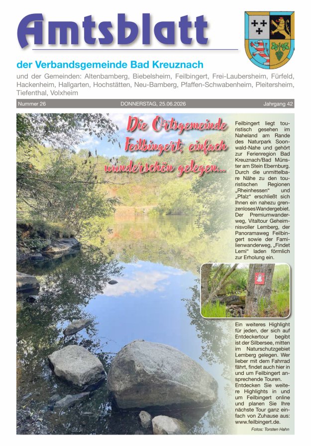 Amtsblatt der Verbandsgemeinde Bad Kreuznach Titelblatt 26/2026