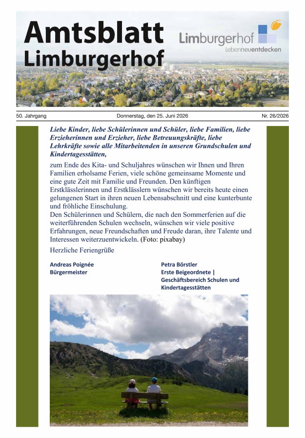 Amtsblatt Limburgerhof Titelblatt 26/2026