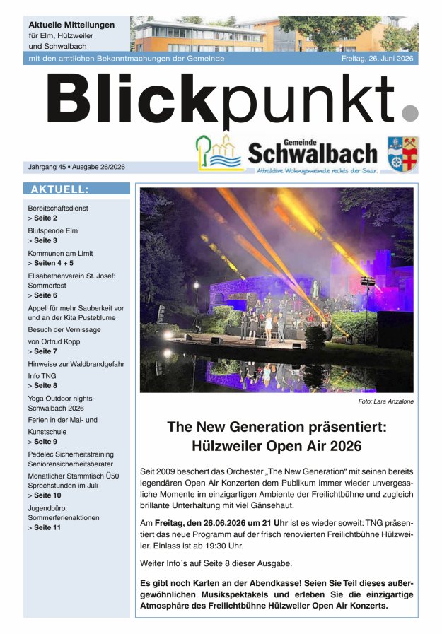 Blickpunkt Schwalbach Titelblatt 26/2026