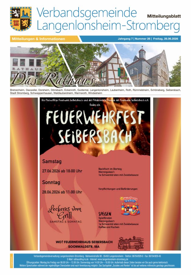 Das Rathaus - MTB d VG Langenlonsheim-Stromberg Titelblatt 26/2026