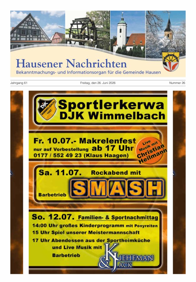 Hausener Nachrichten Titelblatt 26/2026
