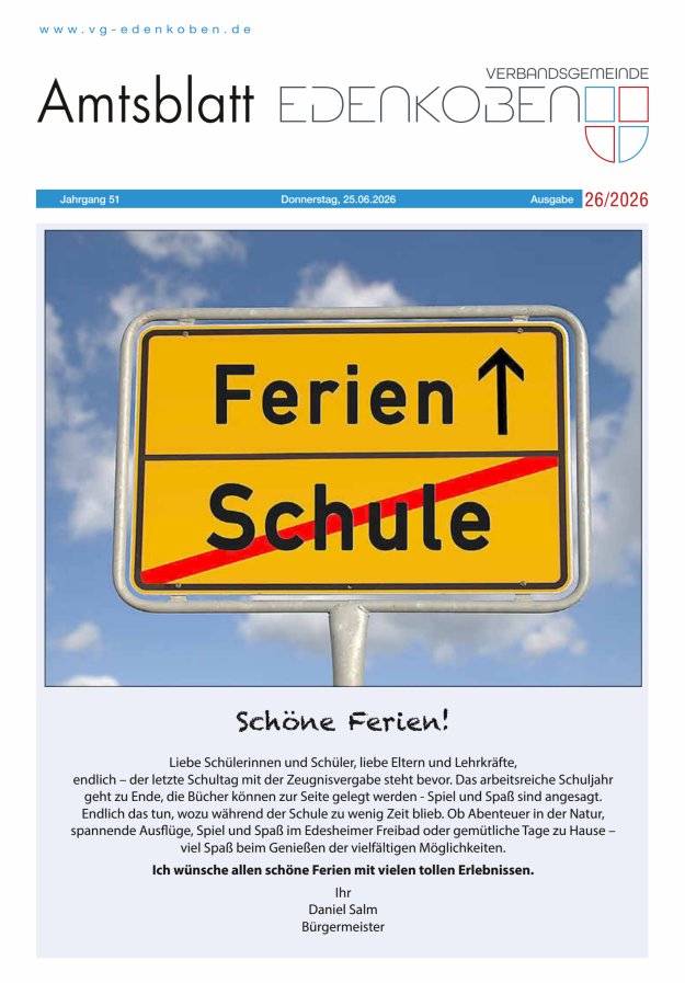 Amtsblatt VG Edenkoben Titelblatt 26/2026