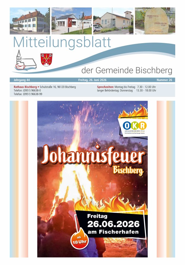 Mitteilungsblatt der Gemeinde Bischberg Titelblatt 26/2026
