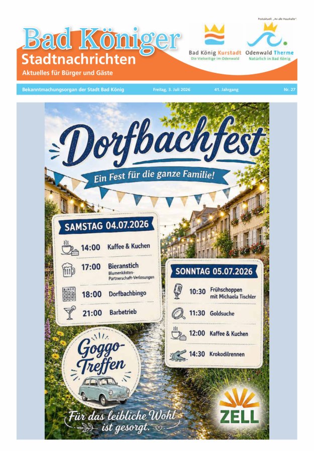 Bad Königer Stadtnachrichten und Badeblatt Titelblatt 27/2026