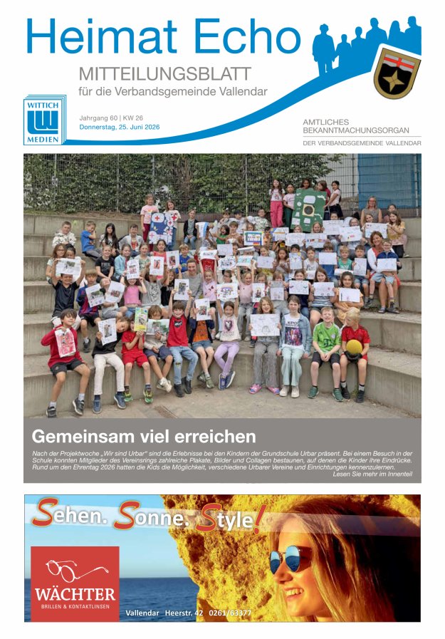 Heimat-Echo - Heimat- und Bürgerzeitung Verbandsgemeinde Vallendar Titelblatt 26/2026