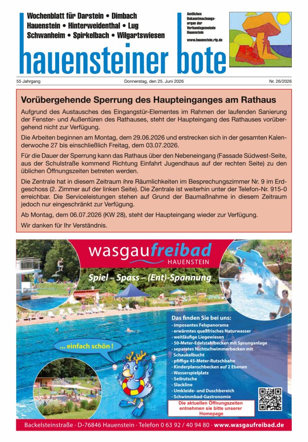 Hauensteiner Bote Titelblatt 26/2026