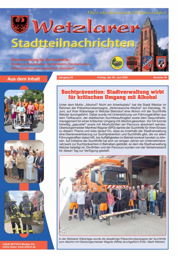 Wetzlarer Stadtteilnachrichten Titelblatt 26/2026