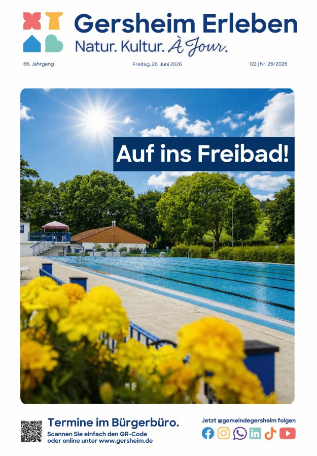 Bekanntmachungsblatt der Gemeinde Gersheim Titelblatt 26/2026
