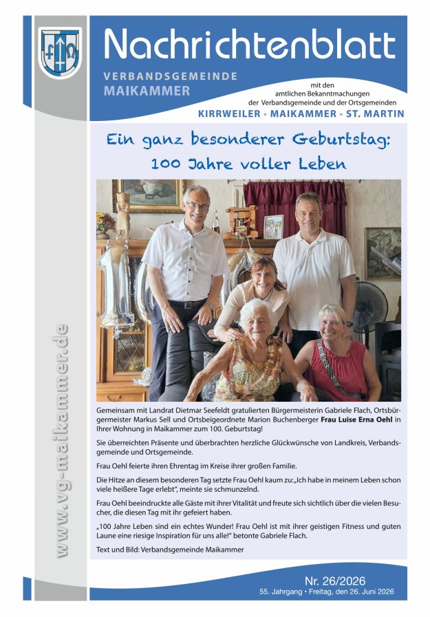 Nachrichtenblatt VG Maikammer Titelblatt 26/2026
