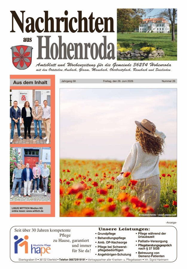 Nachrichten aus Hohenroda Titelblatt 26/2026