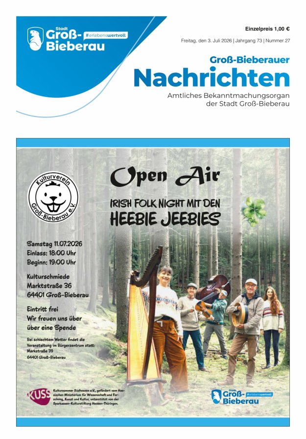 Groß-Bieberauer Nachrichten Titelblatt 27/2026