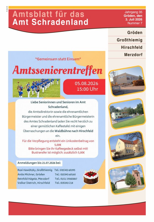 Amtsblatt für das Amt Schradenland Titelblatt 07/2026