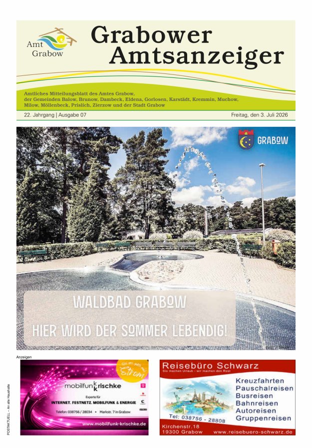 Grabower Amtsanzeiger Titelblatt 07/2026