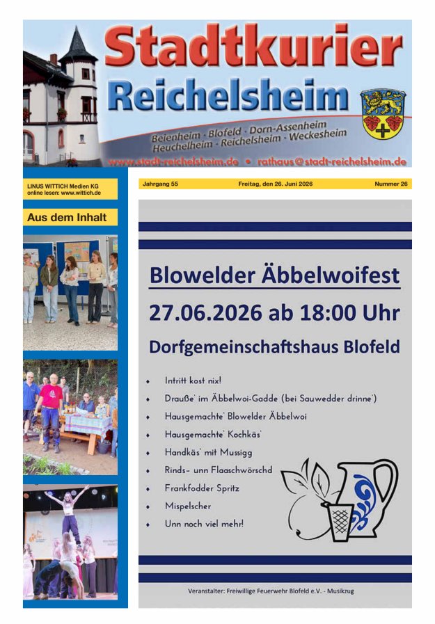 Stadtkurier Reichelsheim Titelblatt 26/2026