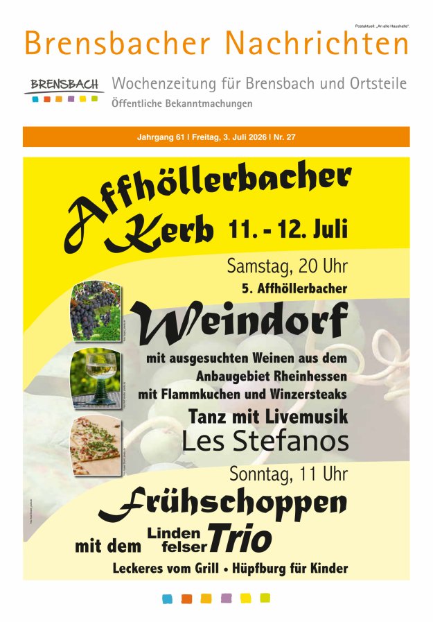Brensbacher Nachrichten Titelblatt 27/2026