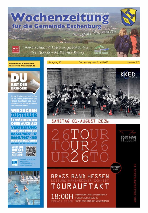Wochenzeitung für die Gemeinde Eschenburg Titelblatt 27/2026