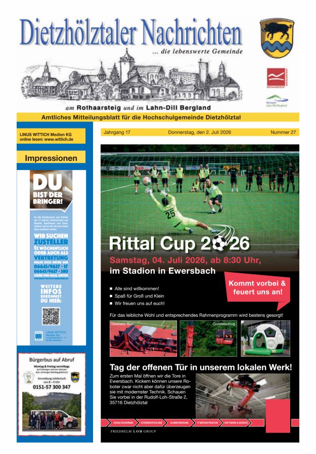 Dietzhölztaler Nachrichten Titelblatt 27/2026