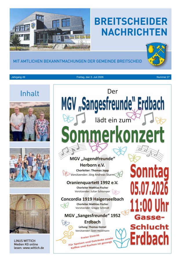 Breitscheider Nachrichten Titelblatt 27/2026