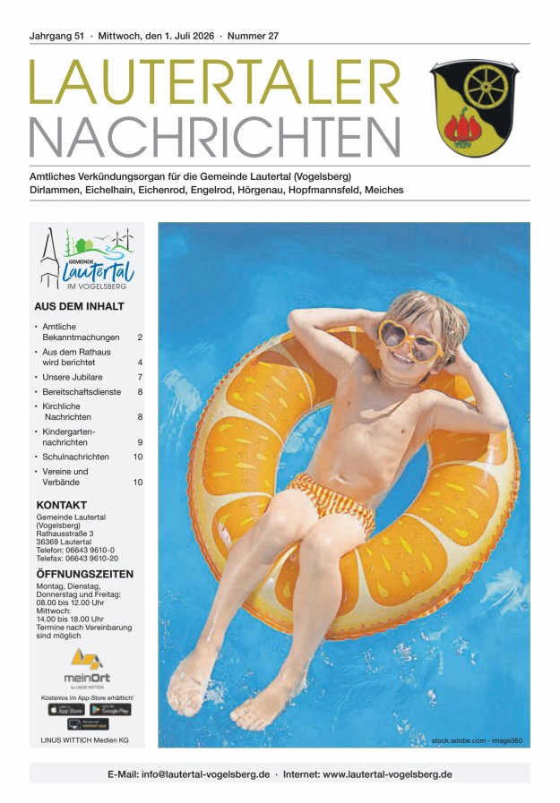 Lautertaler Nachrichten Titelblatt 27/2026