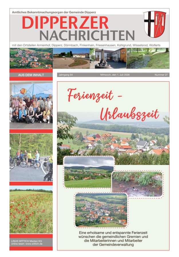 Dipperzer Nachrichten Titelblatt 27/2026