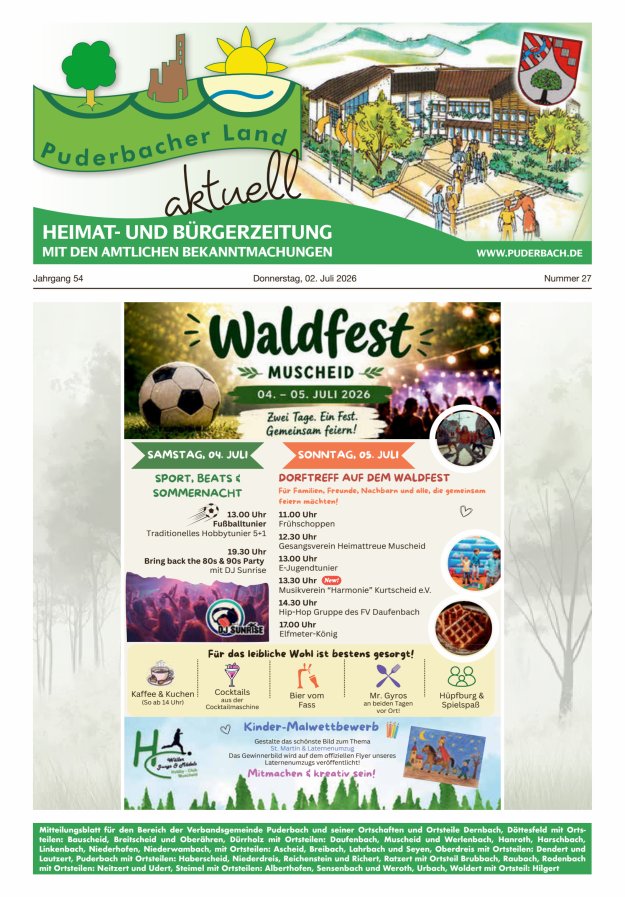 Puderbacher Land aktuell Titelblatt 27/2026