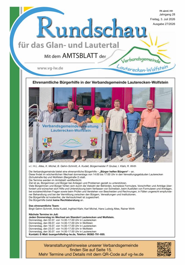 Rundschau für das Glan- und Lautertal Titelblatt 27/2026
