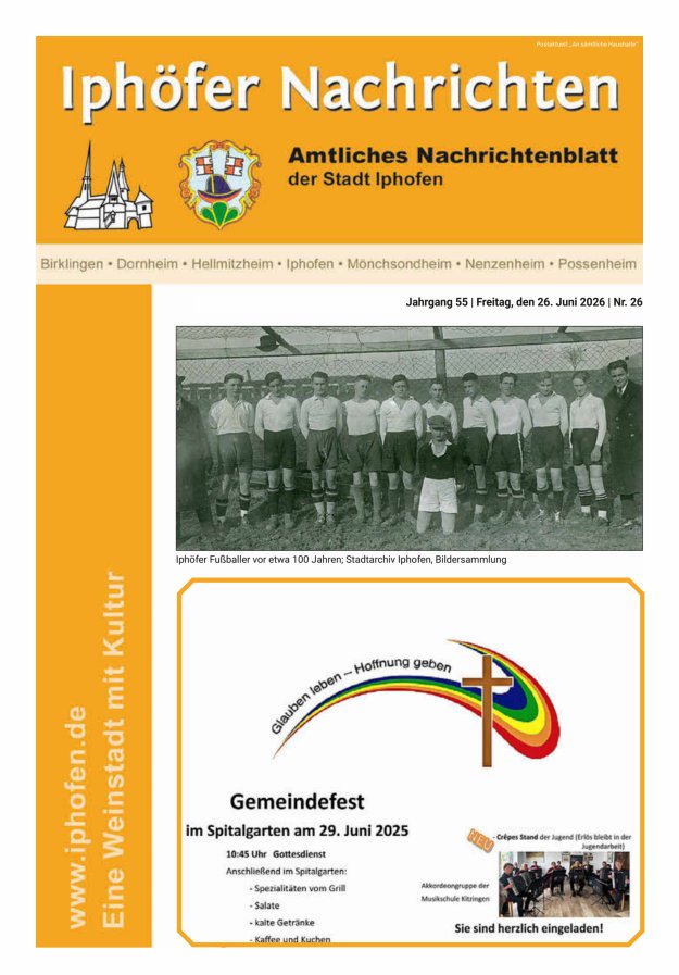 Iphöfer Nachrichten Titelblatt 26/2026