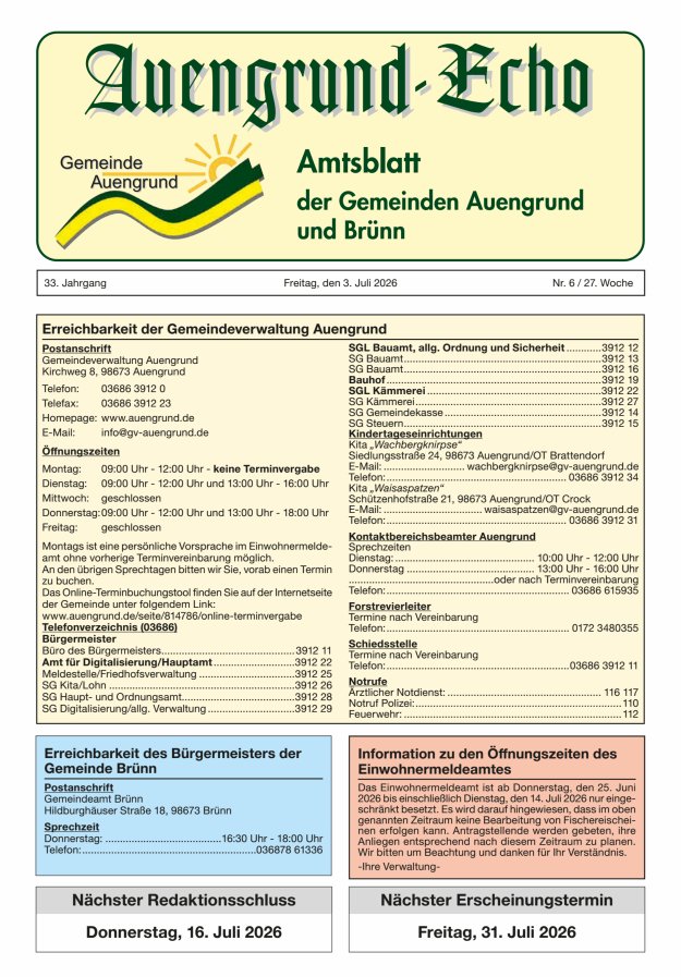 Auengrund-Echo Titelblatt 06/2026
