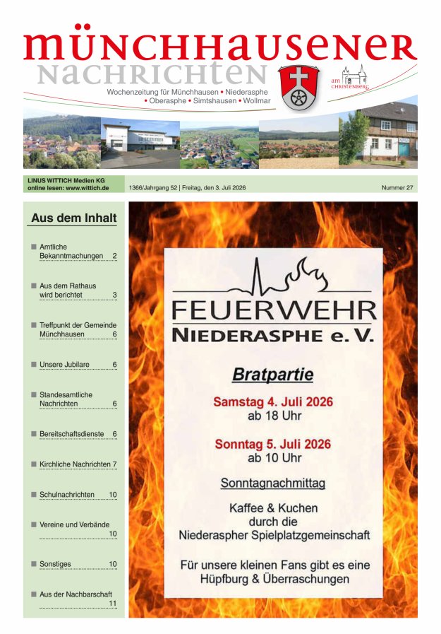 Münchhausener Nachrichten Titelblatt 27/2026