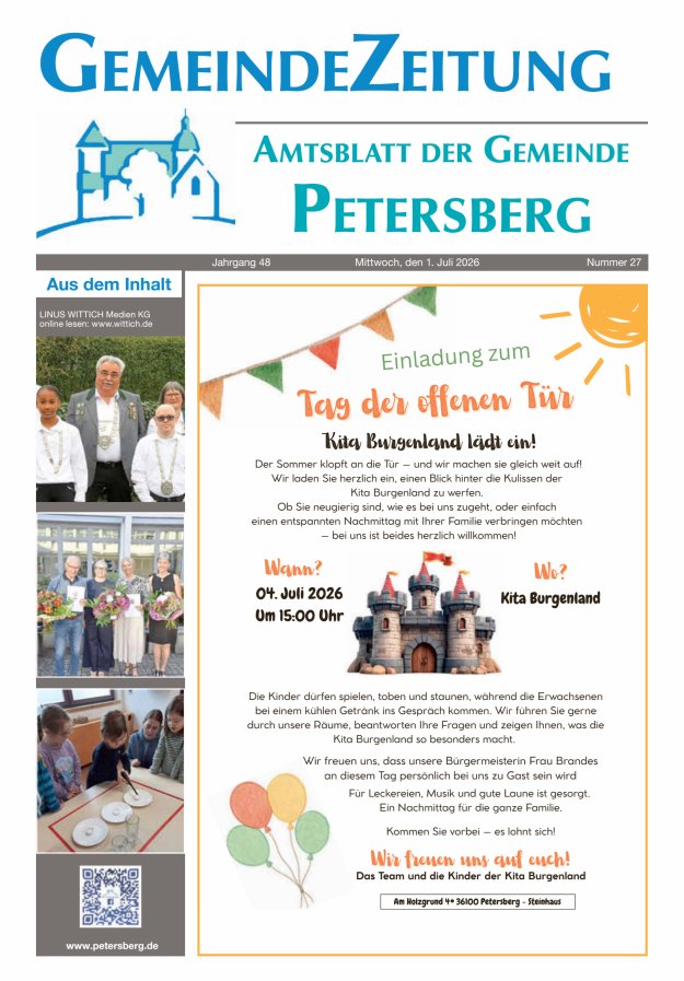 Amtsblatt Blickpunkt Petersberg Titelblatt 27/2026