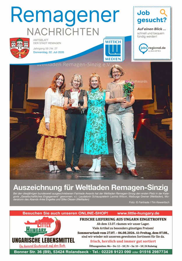 Remagener Nachrichten Titelblatt 27/2026