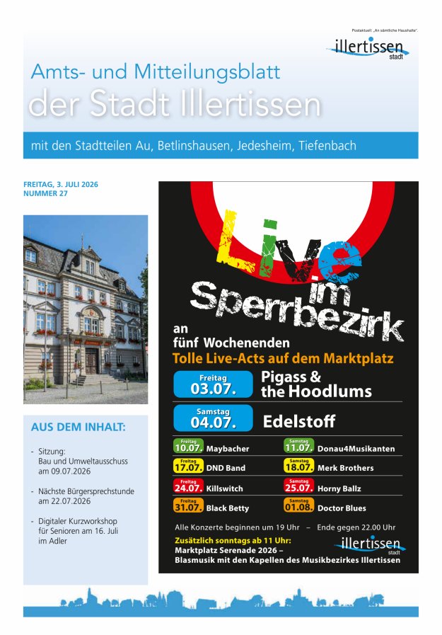 Amts- und Mitteilungsblatt Stadt Illertissen Titelblatt 27/2026