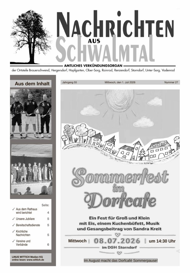 Nachrichten aus Schwalmtal Titelblatt 27/2026