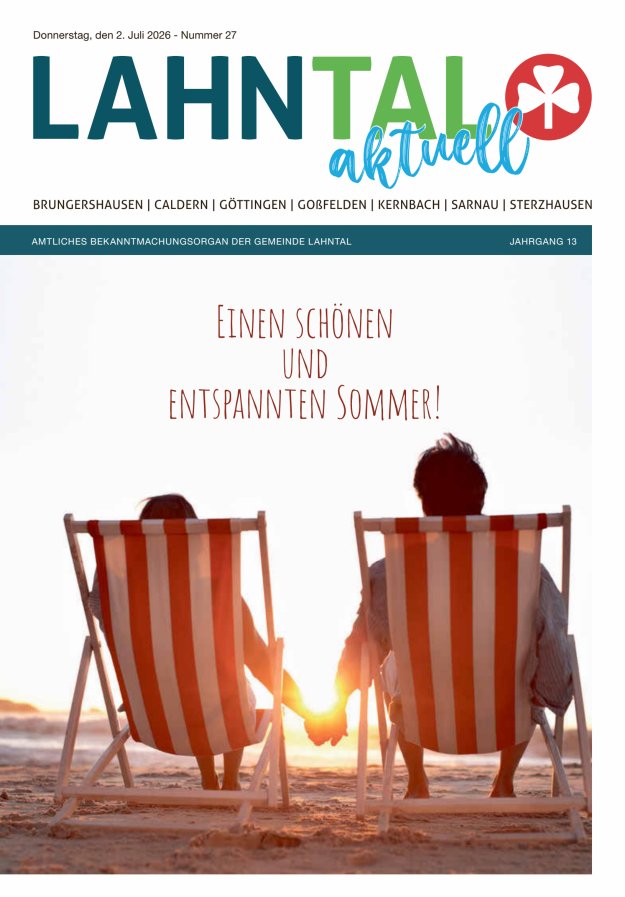 Amtliches Bekanntmachungsorgan der Gemeinde Lahntal Titelblatt 27/2026