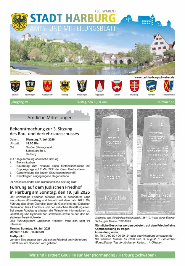 Amts- und Mitteilungsblatt der Stadt Harburg Titelblatt 27/2026