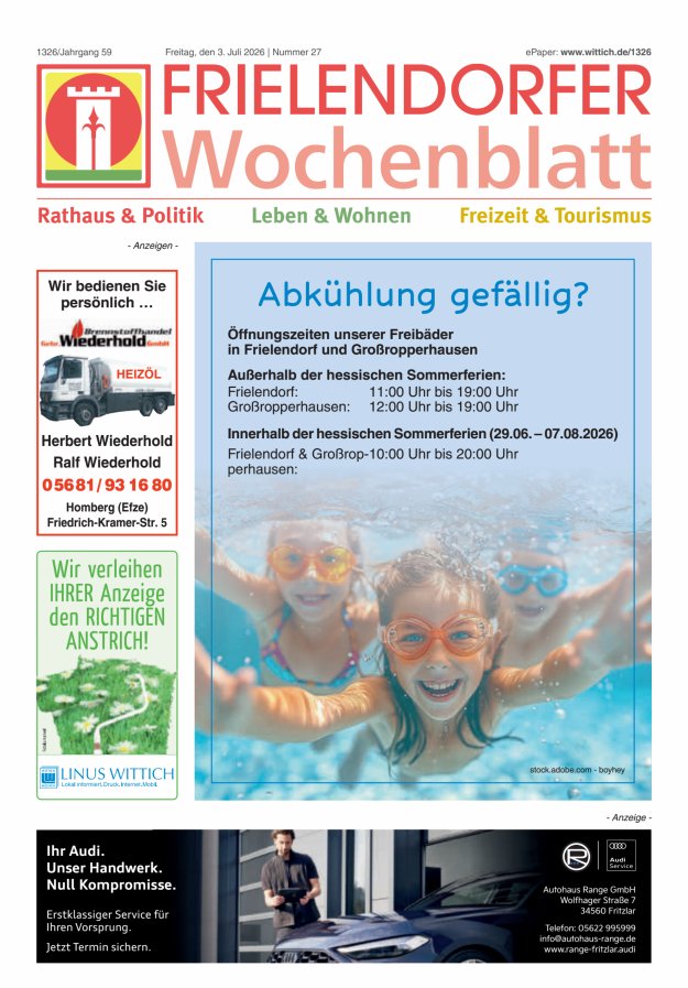 Frielendorfer Wochenblatt Titelblatt 27/2026