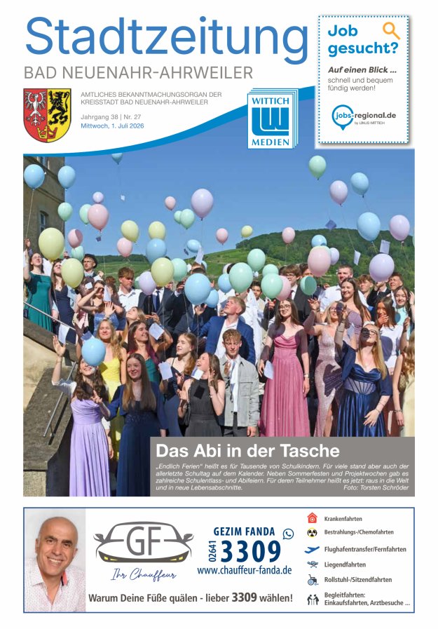 Stadtzeitung Bad Neuenahr-Ahrweiler Titelblatt 27/2026