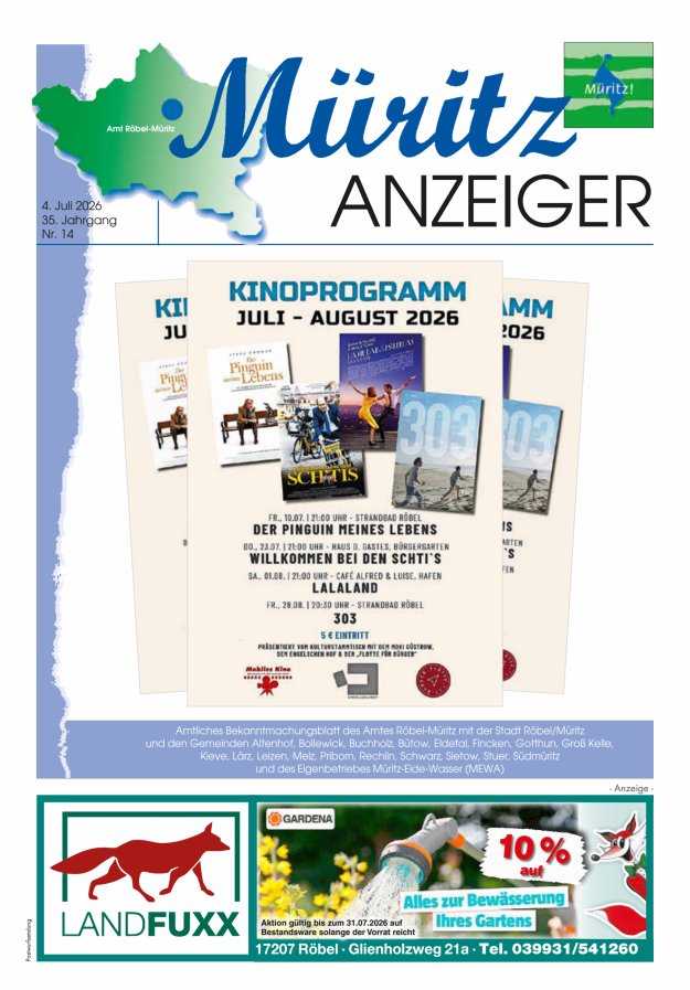Müritz-Anzeiger Titelblatt 14/2026