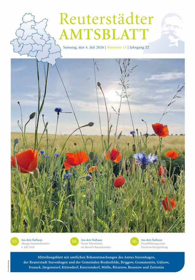 Reuterstädter Amtsblatt Titelblatt 13/2026