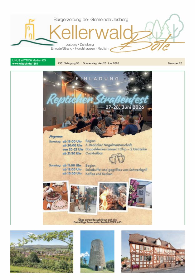 Kellerwaldbote - Bürgerzeitung der Gemeinde Jesberg Titelblatt 26/2026