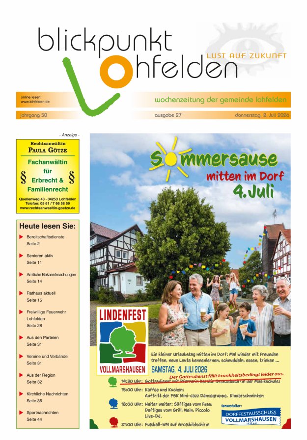 Blickpunkt Lohfelden Titelblatt 27/2026