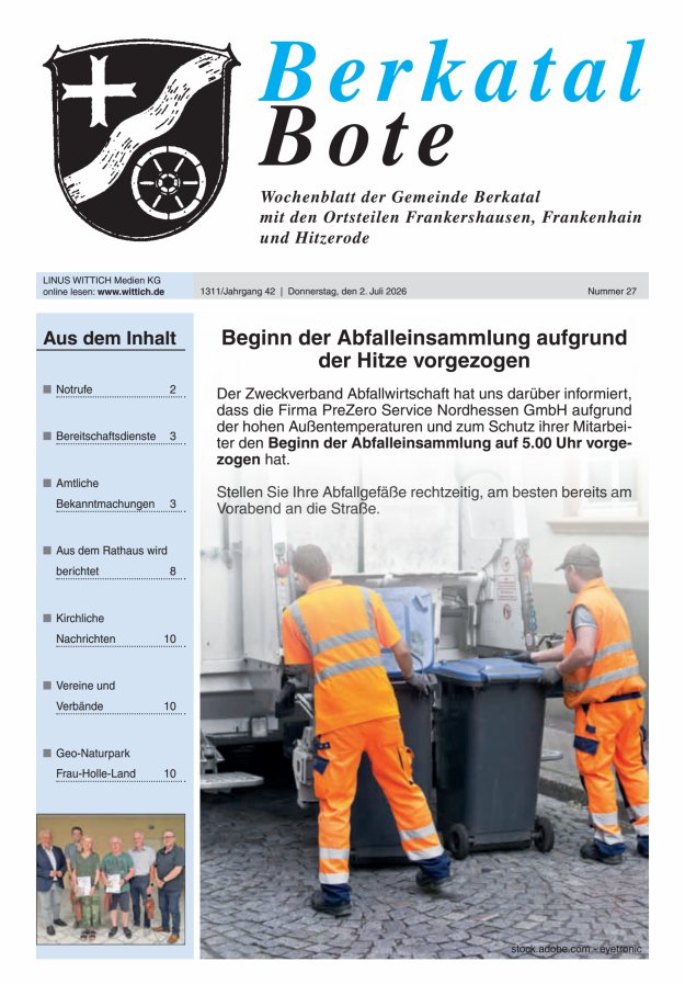 Berkatal Bote Titelblatt 27/2026
