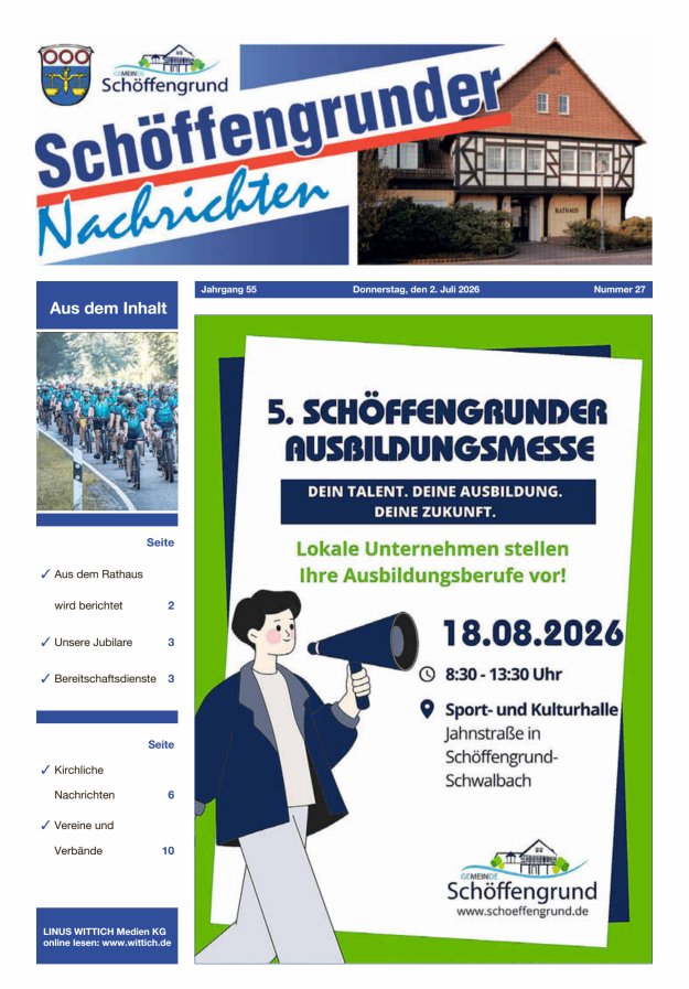 Schöffengrunder Nachrichten Titelblatt 27/2026