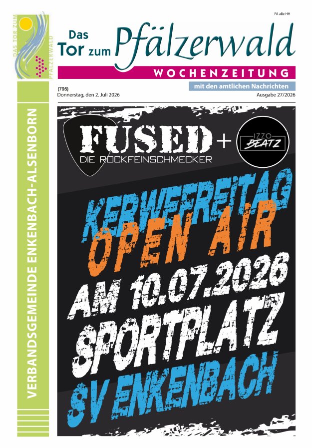 Das Tor zum Pfälzer Wald - VG Enkenbach-Alsenborn Titelblatt 27/2026