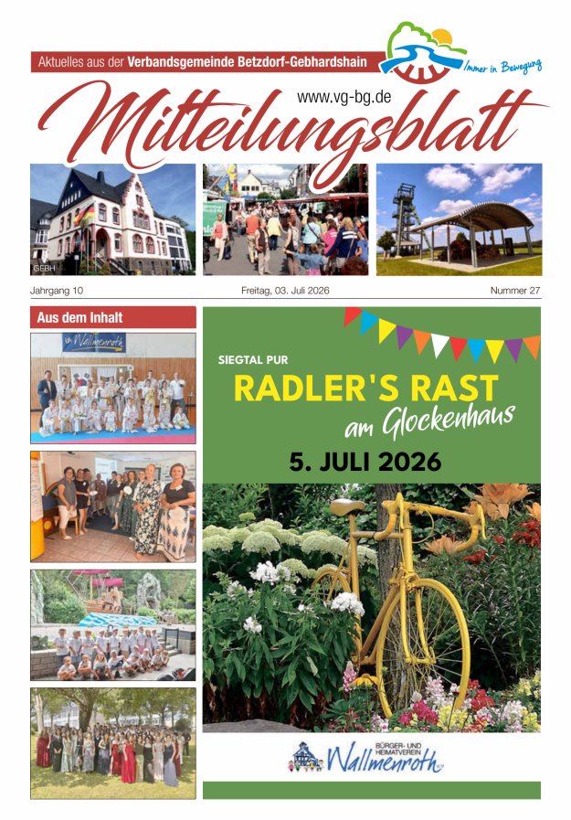 Aktuelles aus der VG Betzdorf-Gebhardshain Ausgabe Gebhardshain Titelblatt 27/2026