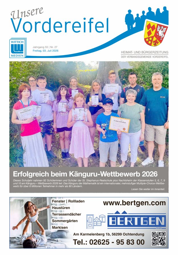 Mitteilungsblatt Vordereifel - Heimat- u Bürgerzeitung der VG Vordereifel Titelblatt 27/2026