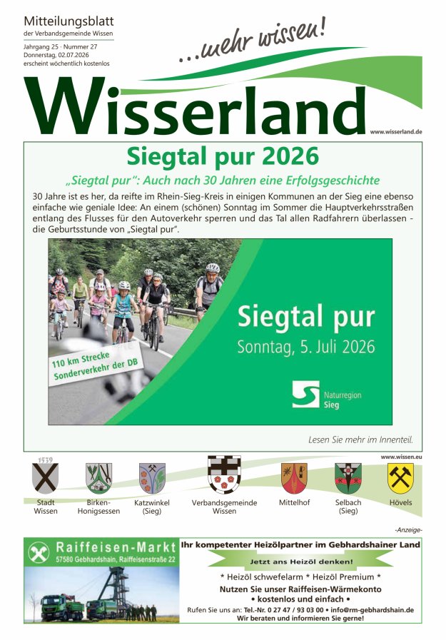 Mitteilungsblatt Wissen - Wisserland...mehr wissen! Titelblatt 27/2026