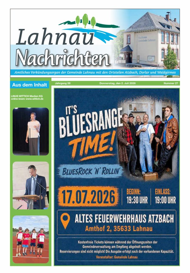 Lahnau Nachrichten Titelblatt 27/2026
